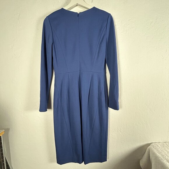 Classiques Entier Womens Blue Pleated Shift Dress Size 4 Long Sleeve Career - Picture 2 of 10